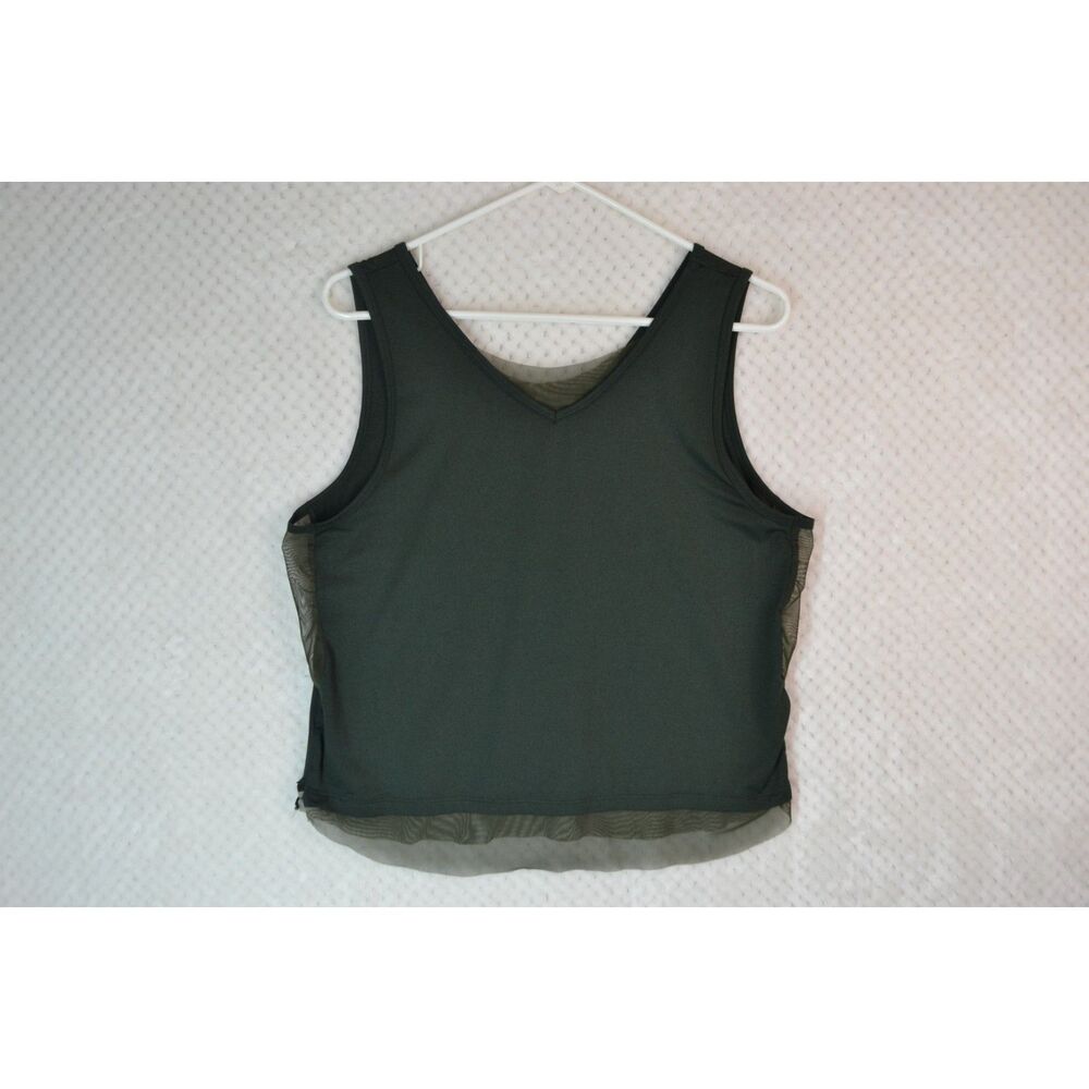 Zyia Active Women's Large Olive Double V Mesh Tank